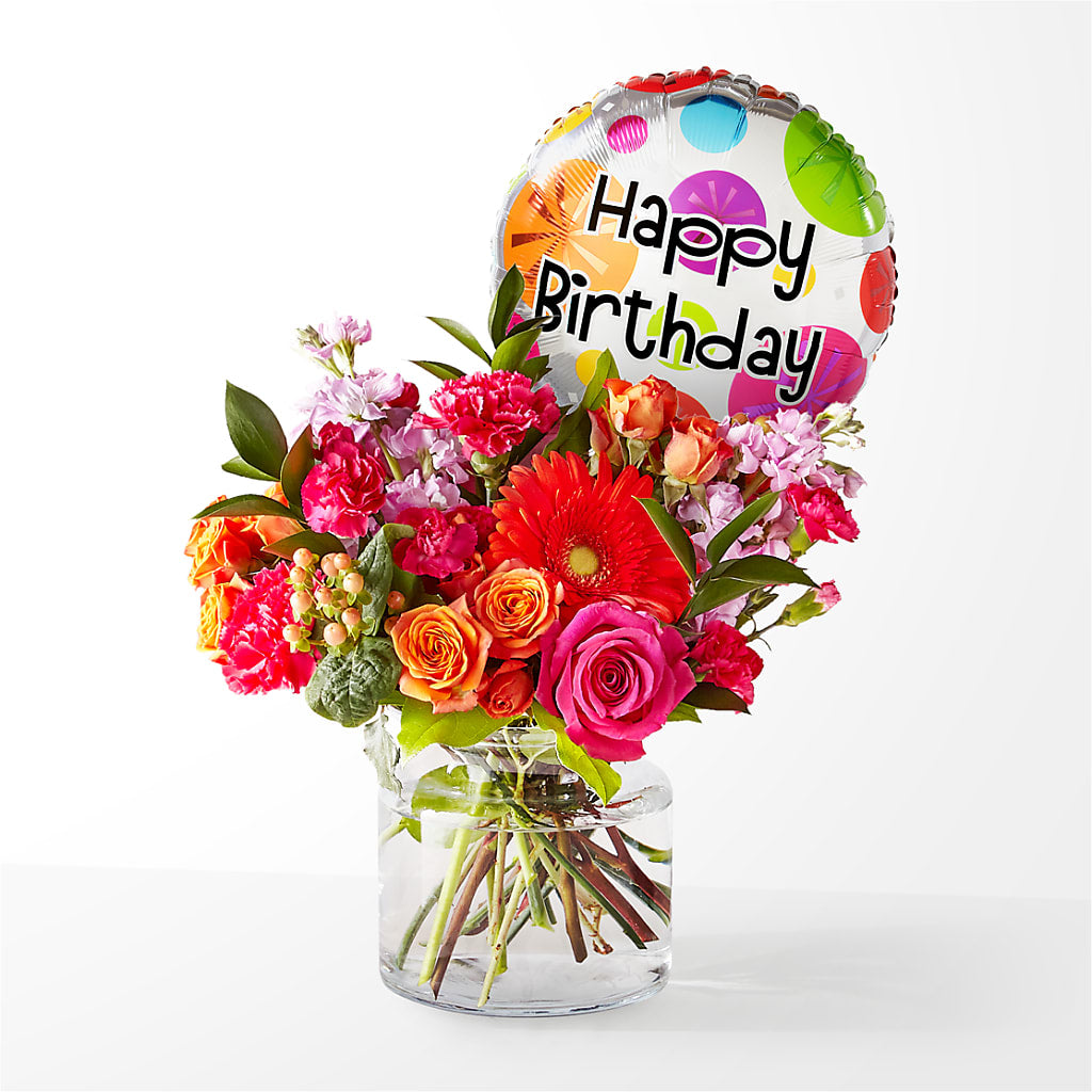 Fiesta Bouquet with Birthday Balloon – Danville Floral And Gifts Llc, Danville IL