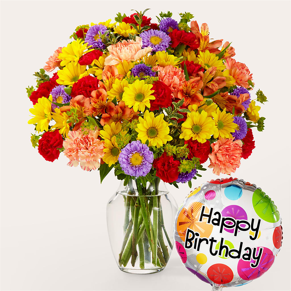 Kaleidoscope Bouquet with Birthday Balloon – Danville Floral And Gifts Llc, Danville IL