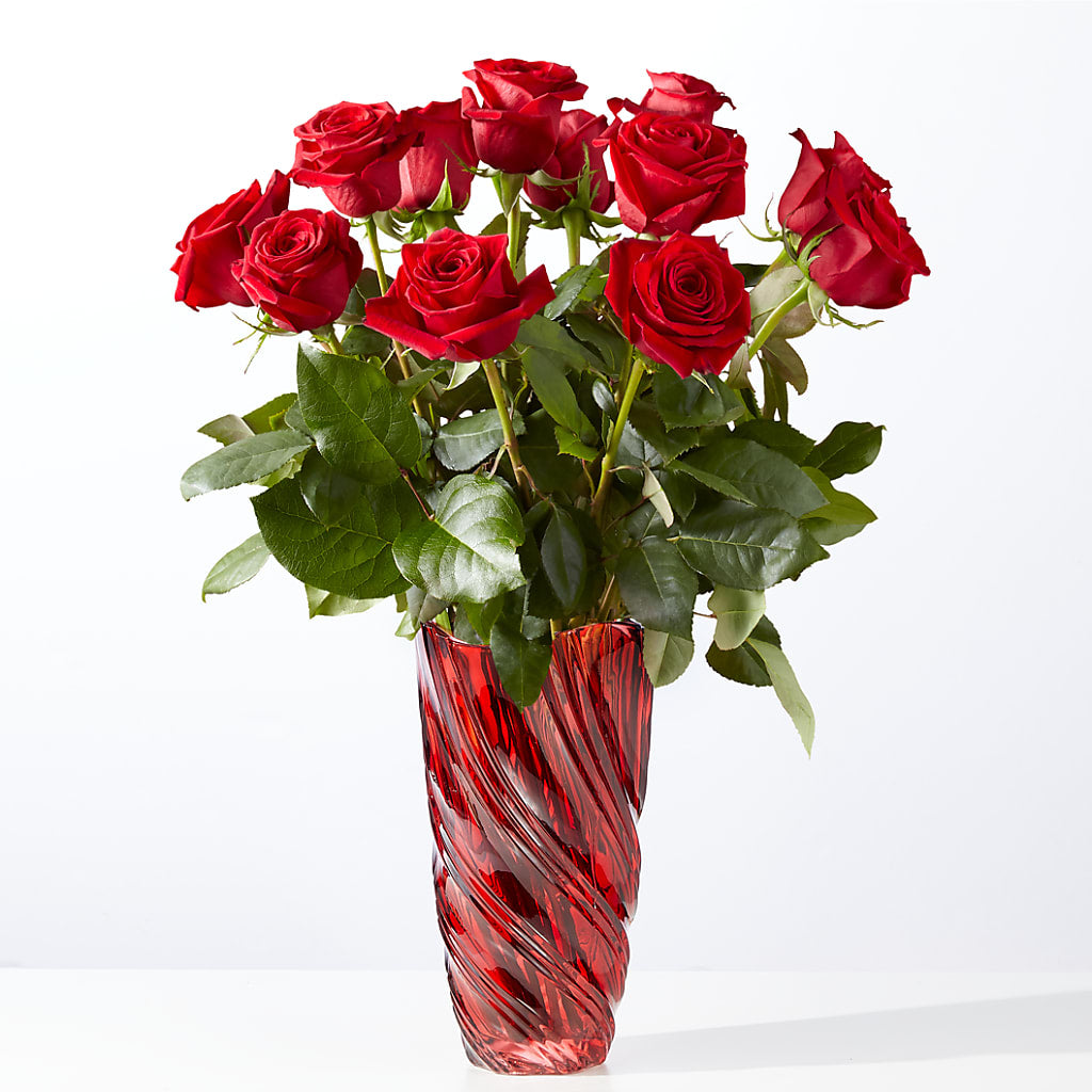 Classic Love Red Rose Bouquet with Luxe Swirl Vase – Danville Floral And Gifts Llc, Danville IL