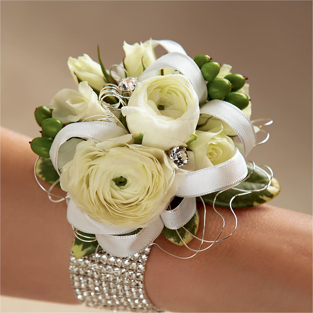 White Wedding Corsage – Danville Floral And Gifts Llc, Danville IL