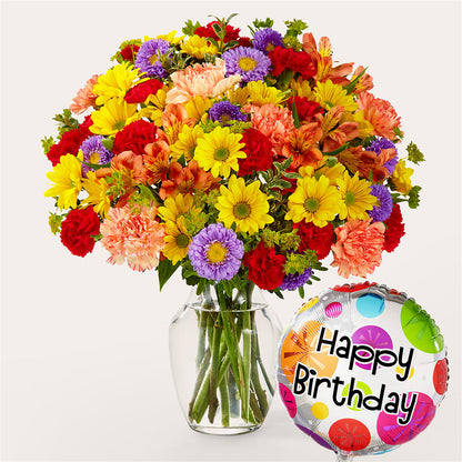 Kaleidoscope Bouquet with Birthday Balloon –  Danville Floral And Gifts Llc, Danville IL