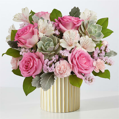 Dusty Rose Bouquet with Ivory Vase –  Danville Floral And Gifts Llc, Danville IL